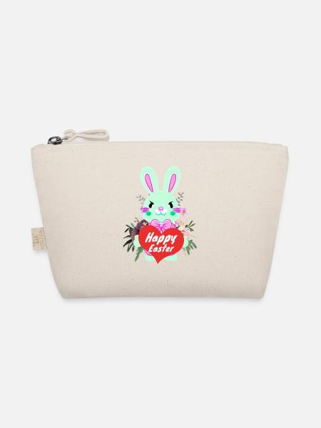 süßer Osterhase mit Herz Frohe Ostern - Bio-Täschchen - Natur