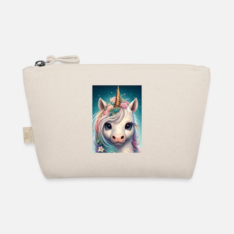 Buntes Kawaii Einhorn - Bio-Täschchen - Natur