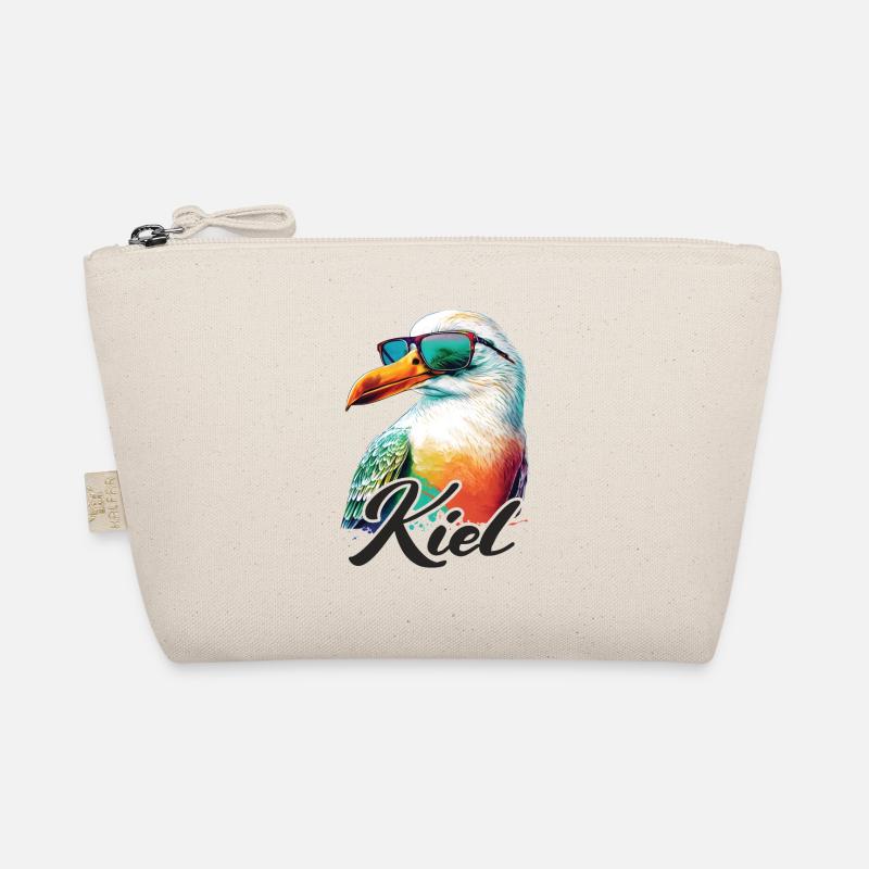 Kiel Urlaub coole bunte Möwe mit Sonnenbrille - Bio-Täschchen - Natur