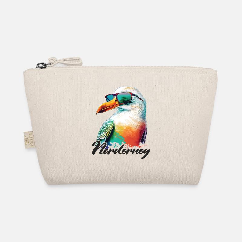 Norderney Urlaub coole bunte Möwe mit Sonnenbrille Bio-Täschchen
