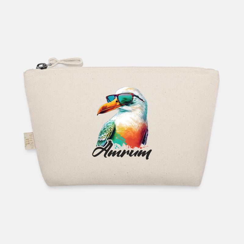Amrum Urlaub coole bunte Möwe mit Sonnenbrille - Bio-Täschchen - Natur