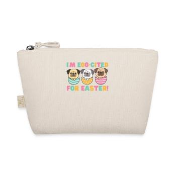 cute dogs at Easter with Easter eggs pug - Organic Pouch - nature - Front