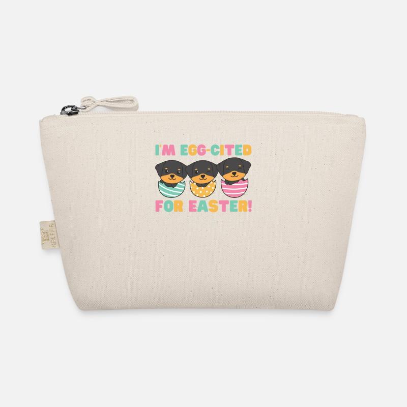 cute dogs at Easter with Easter eggs Rottweiler Organic Pouch