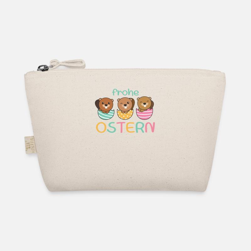süße Bibern zu Ostern mit Ostereiern Biber - Bio-Täschchen - Natur