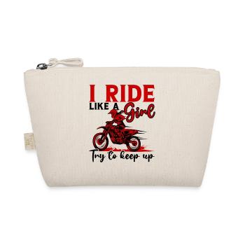 Motocross Girl Motocross Woman Offroad Motorcycle - Organic Pouch - nature - Front