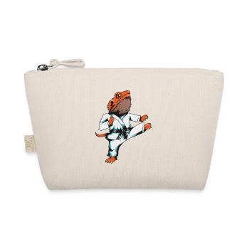 Karate lizard sport bearded dragon with black belt - Organic Pouch - nature - Front