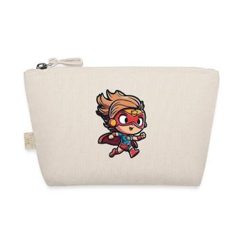 Cute superheroine with comic-style cape - Organic Pouch - nature - Front