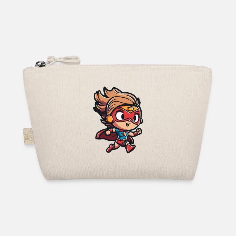 Super-héroïne mignonne avec une cape de style bande dessinée Trousse biologique