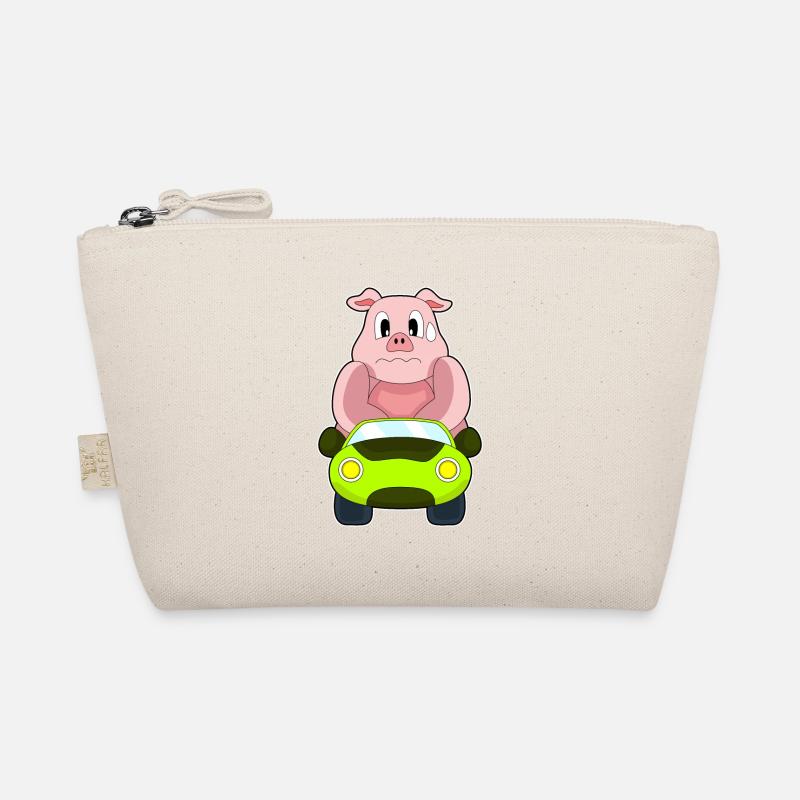Schwein Auto - Bio-Täschchen - Natur