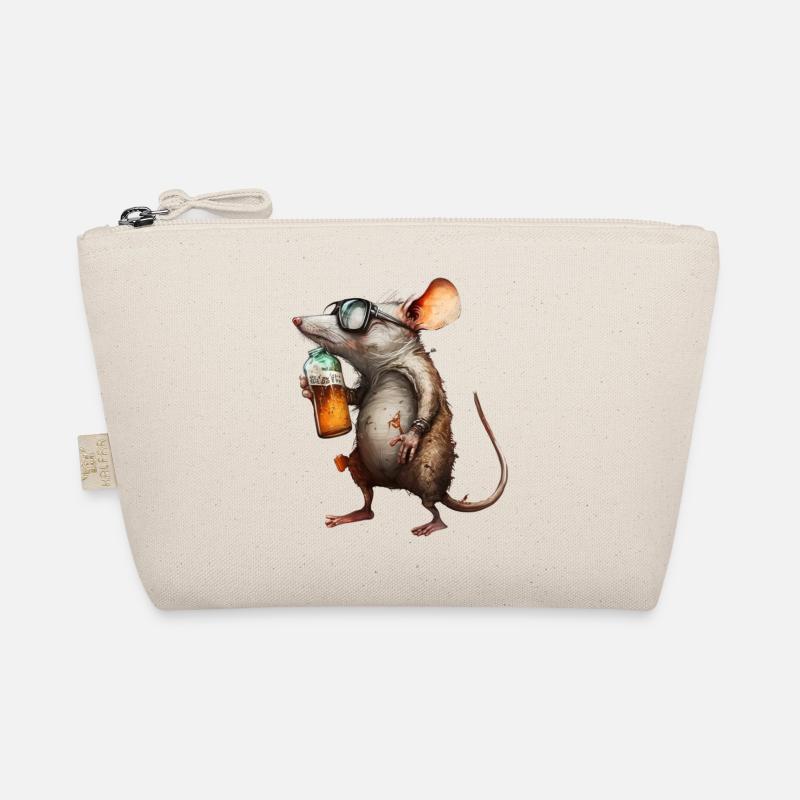 Funny beer mouse with glasses Organic Pouch