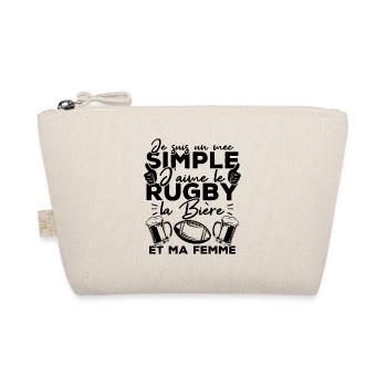 Mec simple j aime le rugby la bière et ma femme - Trousse biologique - nature - Devant