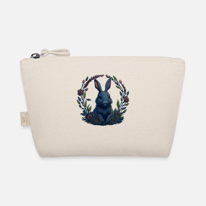 Rabbit with Easter eggs & spring flowers Easter Organic Pouch