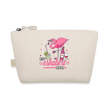 Es eskaliert eh Damen Shirt Flamingo Malle Outfit - Bio-Täschchen - Natur - Vorne