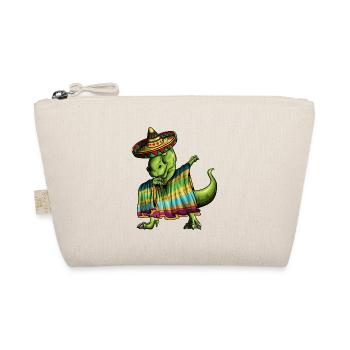 T-Rex Dino Ponscho Sombrero Mexico Dabbing Outfit - Organic Pouch - nature - Front