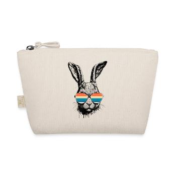 Retro Hase Mit Sonnenbrille Ostern Kaninchen Ohren - Bio-Täschchen - Natur - Vorne