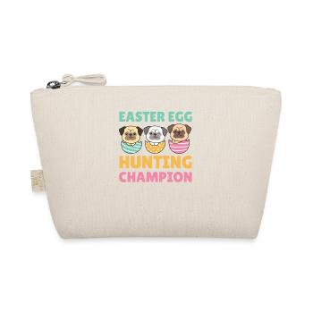cute dogs at Easter with Easter eggs pug - Organic Pouch - nature - Front
