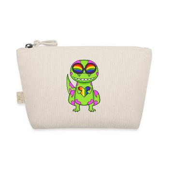 Dino Rainbow Heart Dinosaur Girl - Organic Pouch - nature - Front