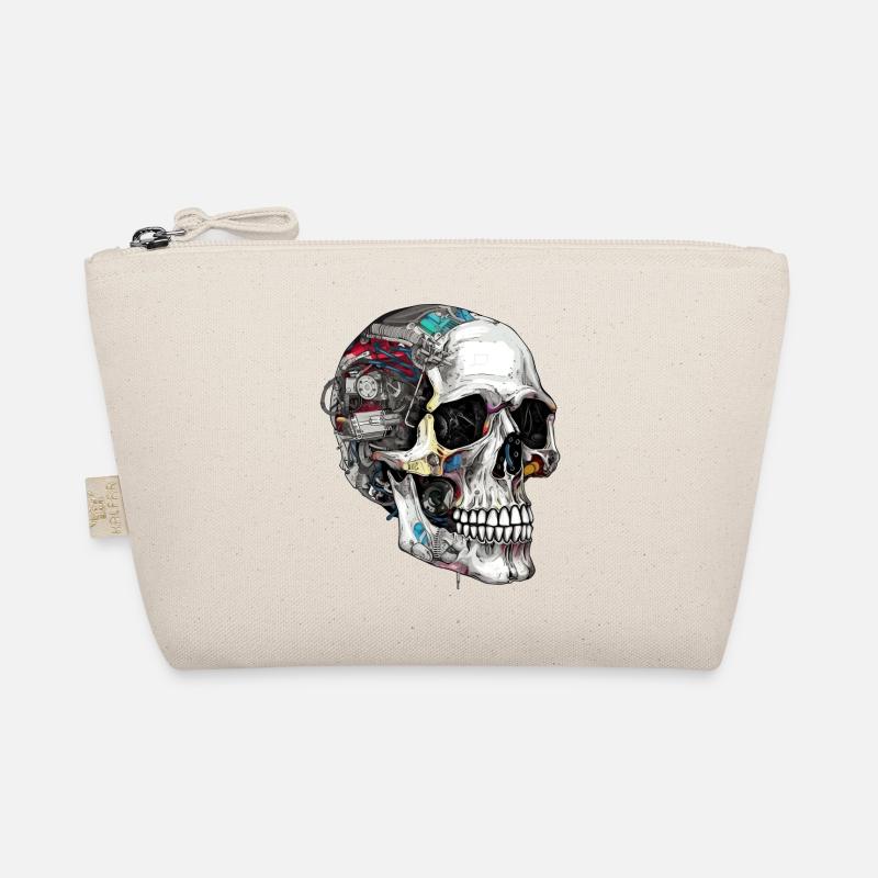 Creepy Machine Skull Skull in Goth Style Organic Pouch