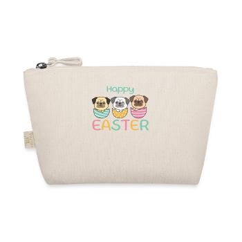 cute dogs at Easter with Easter eggs pug - Organic Pouch - nature - Front