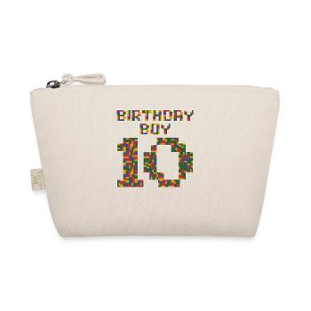 Süßes Geschenk zum 10. Geburtstag 10 Jahre alter Block - Bio-Täschchen - Natur - Vorne