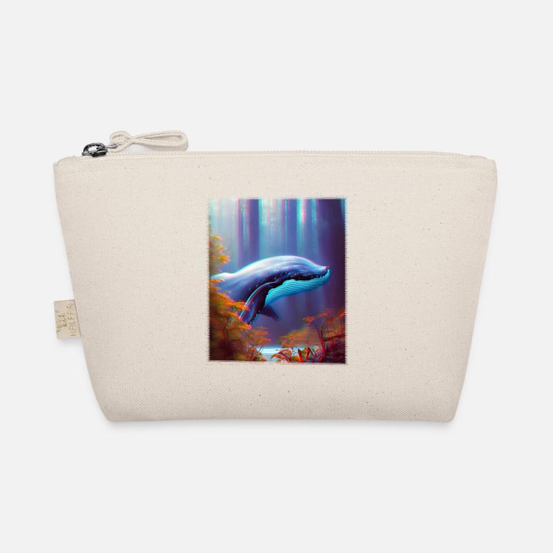 Blue whale soaring through the forest Surrealism Organic Pouch
