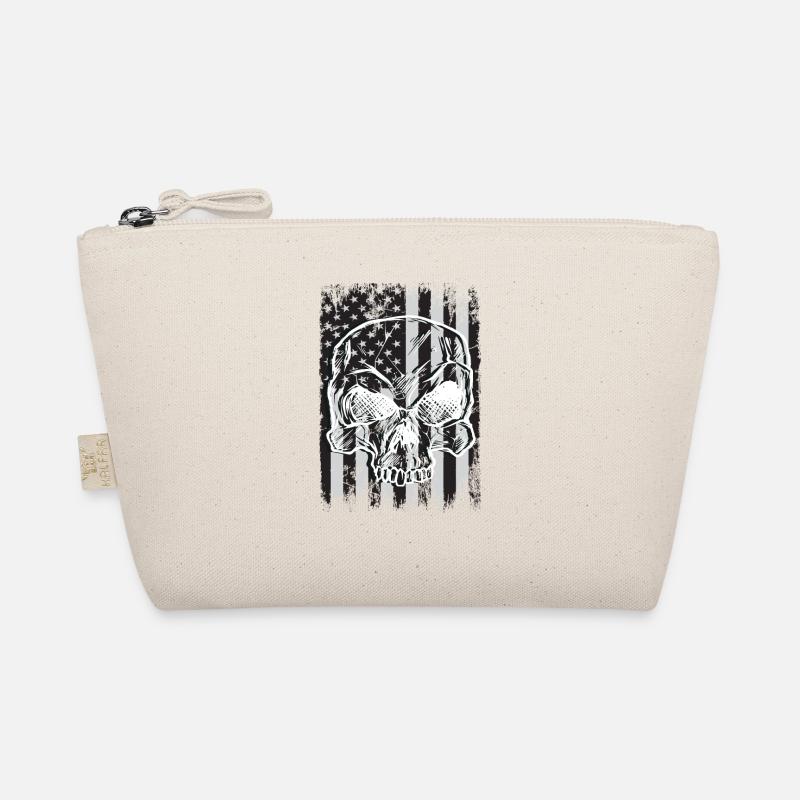Colorful Skull Cool Skull with USA Flag Organic Pouch