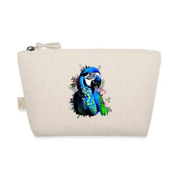 Blue macaw parrot on floral background - Organic Pouch - nature - Front
