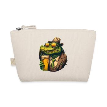 Cool crocodile with sunglasses in a suit and beer - Organic Pouch - nature - Front