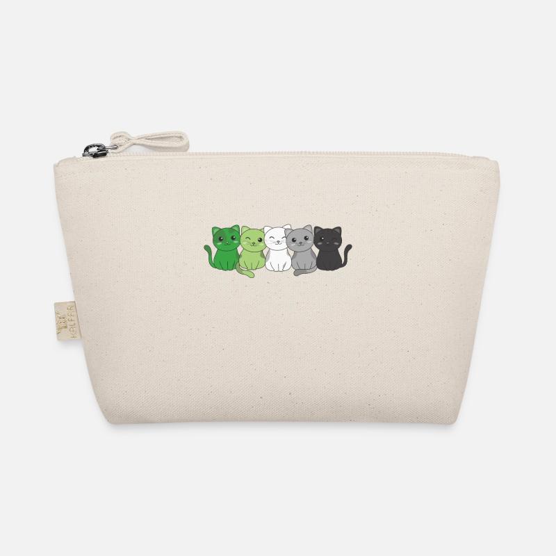 Aromantic Flag Non Binary Pride LGBTQ Cute Cat Organic Pouch