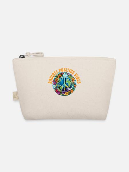 Hippie Peace Sign Peace Flowers Flower Child - Organic Pouch - nature - Front