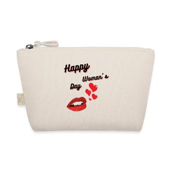 Happy Women's Day lips and hearts - Organic Pouch - nature - Front