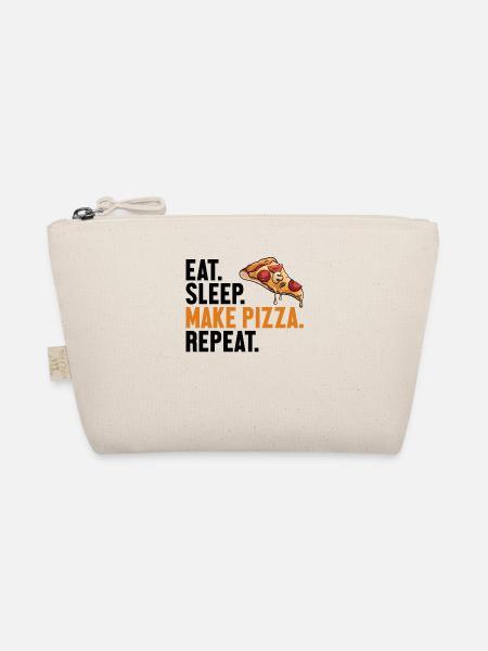 Eat Sleep Make Pizza Repeat Pizzablech Pizzaofen - Bio-Täschchen - Natur - Vorne