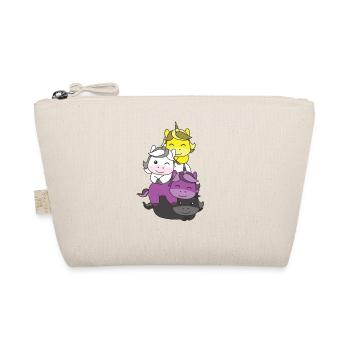Nonbinary Flag Pride LGBTQ Cute Unicorn Stack - Organic Pouch - nature - Front