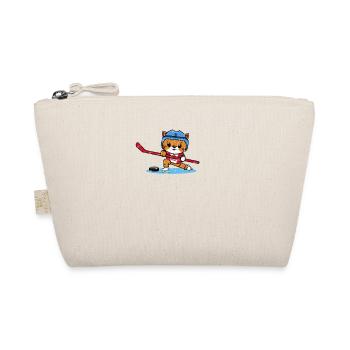 Cat playing ice hockey Funny kawaii design - Organic Pouch - nature - Front