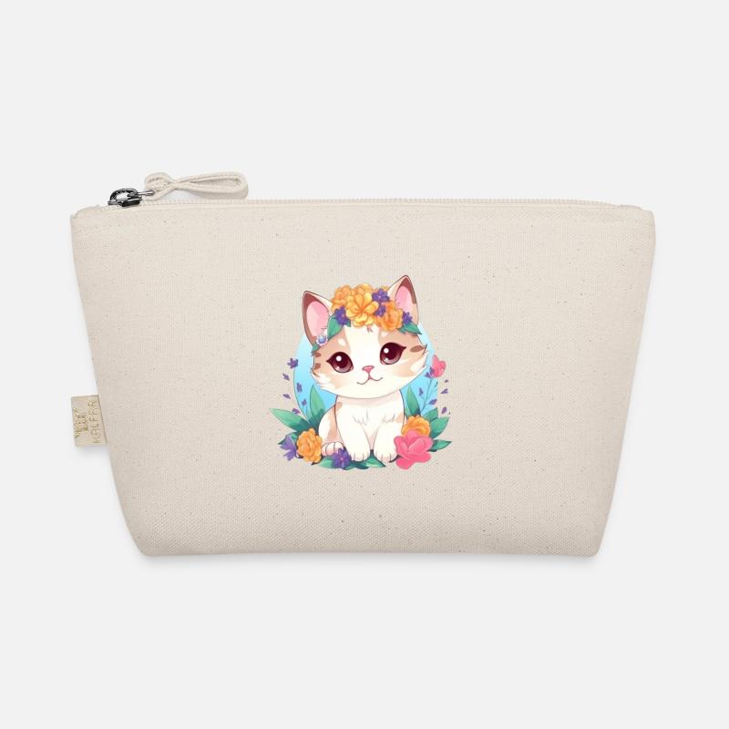 niedliche katze mit blumen - Bio-Täschchen - Natur