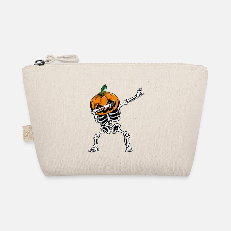 Dabbing Skeleton Pumpkin Glowing Halloween Organic Pouch