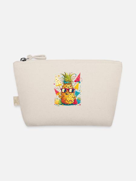 Lustige Ananas mit Sonnenbrille Frucht Tropisch - Bio-Täschchen - Natur - Vorne