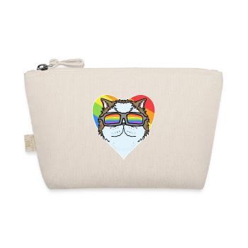 Regenbogen - Katze Perserkatze mit Brille und Herz - Bio-Täschchen - Natur - Vorne