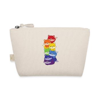 Regenbogen Flag Pride LGBTQ süßer Einhorn Stapel - Bio-Täschchen - Natur - Vorne