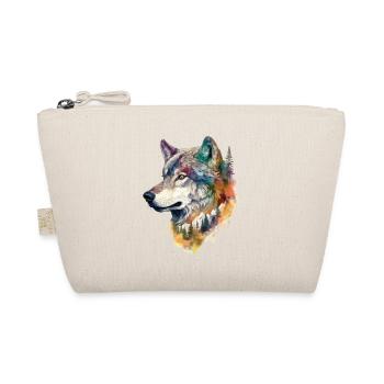 Wolf Wolfskopf Natur Wildnis Wald Bäume Kunst - Bio-Täschchen - Natur - Vorne