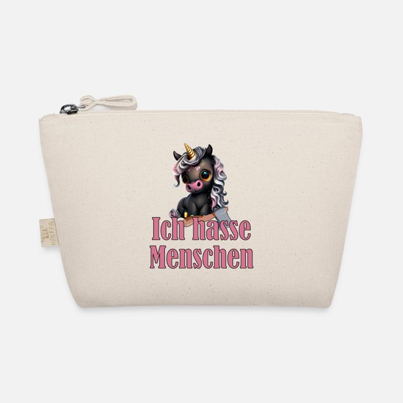 Petite licorne noire mignonne avec dicton Trousse biologique