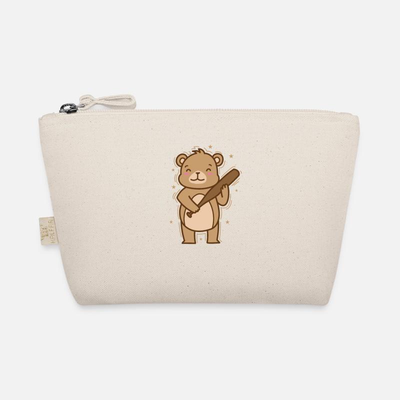 Bear plays baseball forest animal - Organic Pouch - nature