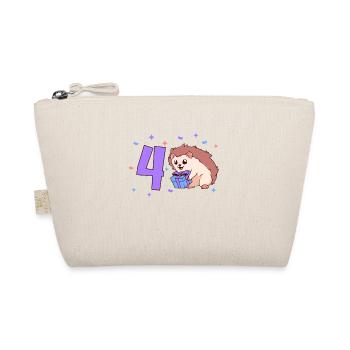 With hedgehog - children's birthday 4 years - Organic Pouch - nature - Front