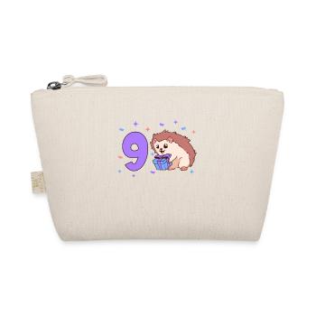 With hedgehog - children's birthday 9 years - Organic Pouch - nature - Front