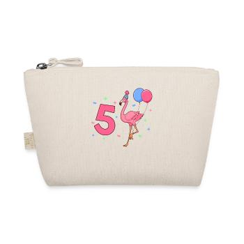 With Flamingo - Girls Birthday 5 Years - Organic Pouch - nature - Front