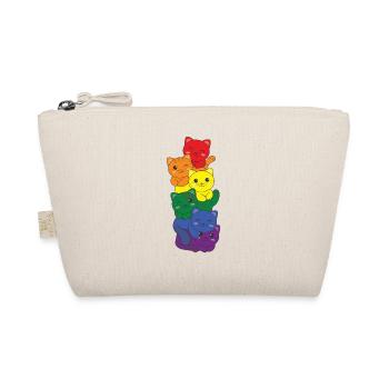 Rainbow Flag Pride LGBTQ Cute Cat Stack - Organic Pouch - nature - Front