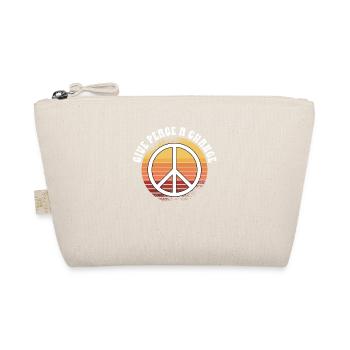 Hippie Peace Zeichen Frieden Blumen Blumenkind - Bio-Täschchen - Natur - Vorne