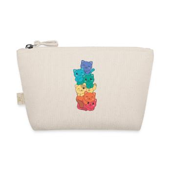 Rainbow Flag Pride LGBTQ Cute Cat Stack - Organic Pouch - nature - Front