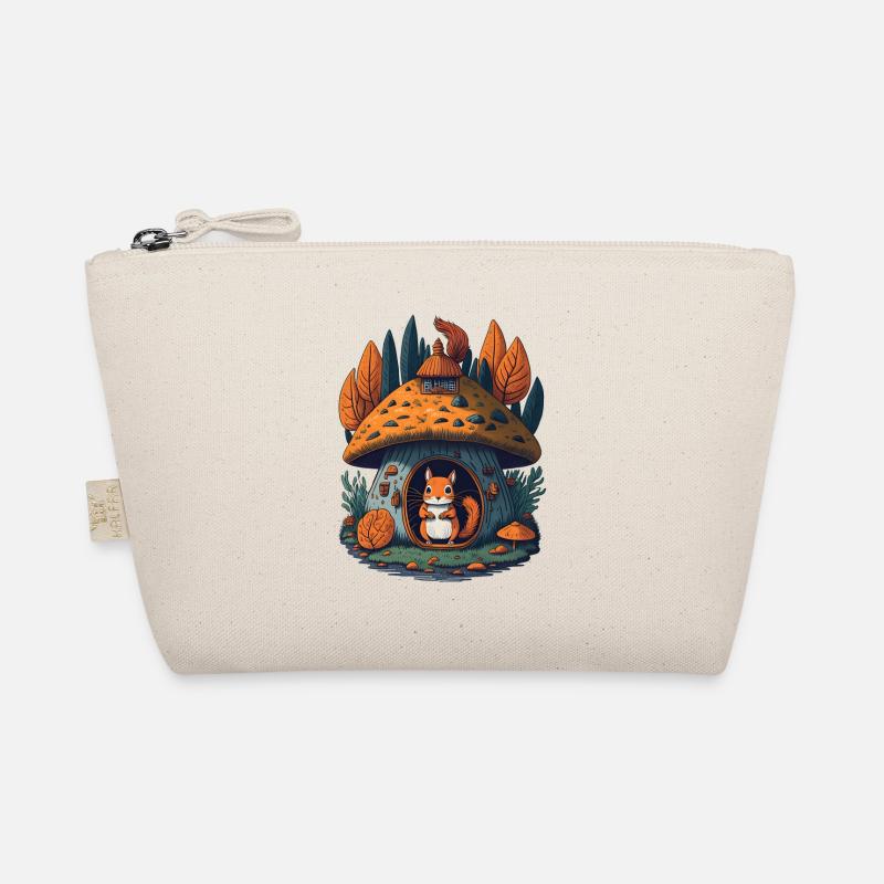Mushroom Cottage Squirrel - Organic Pouch - nature