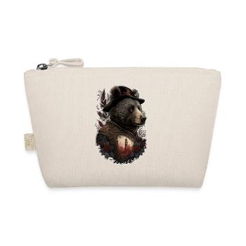 Mysterious Bear Bear with Hat Rose Feather - Organic Pouch - nature - Front